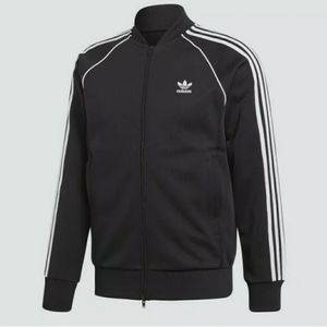 Adidas men’s M l black white stripes full zip
